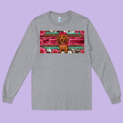 Dachshund Puppy License Plate Long Sleeve Tee Designed By Artiststas