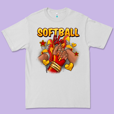 Premium Tee Softball life afro girl sneakers