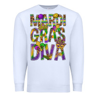White Mardi Gras diva Premium Sweatshirt - BundleAndBundleShop