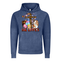 Vintage Denim He lives Easter Day Vintage Hoodie - CowGirlArtShop