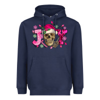 Navy Pink Christmas Joy skeleton Heavyweight Hoodie - NancyCooperArtShop