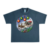 Midnight Navy santa claus with deer christmas ornament Urban Heavy Tee - BundleAndBundleShop