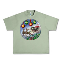 Oil Green santa claus with deer christmas ornament Urban Heavy Tee - BundleAndBundleShop