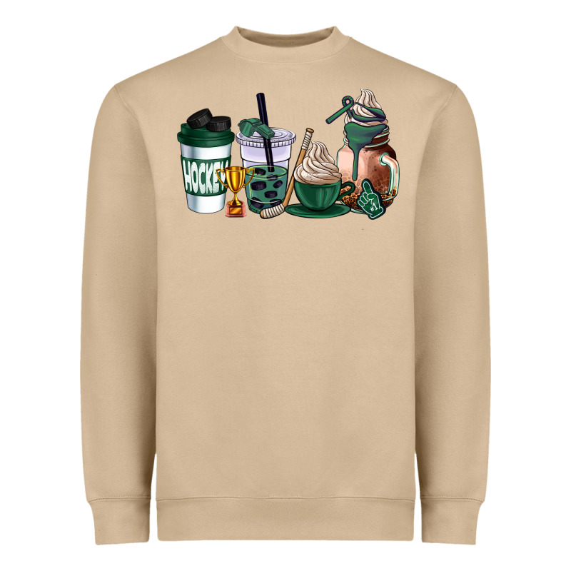 Hunter Green Hockey Coffee Cups Heavyweight Sweatshirt by AdoDesignShop | Teevron