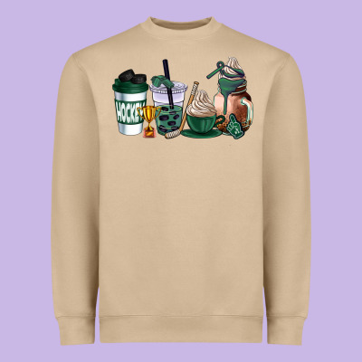 Hunter Green Hockey Coffee Cups Heavyweight Sweatshirt Designed By Adodesignshop