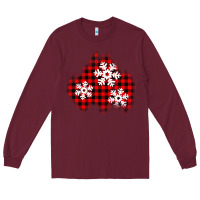 Burgundy Christmas snowflakes patch Long Sleeve Tee - AdoDesignShop