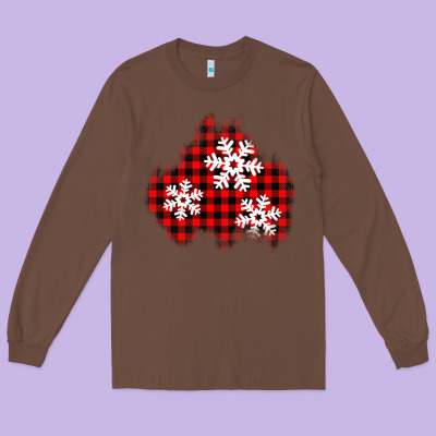 Christmas Snowflakes Patch Long Sleeve Tee Designed By Adodesignshop