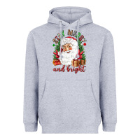 Heather Grey Stay Merry and bright Christmas with santa Heavyweight Hoodie - NancyCooperArtShop