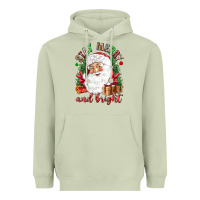 Matcha Stay Merry and bright Christmas with santa Heavyweight Hoodie - NancyCooperArtShop