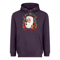Plum Stay Merry and bright Christmas with santa Heavyweight Hoodie - NancyCooperArtShop