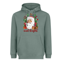 Sage Stay Merry and bright Christmas with santa Heavyweight Hoodie - NancyCooperArtShop