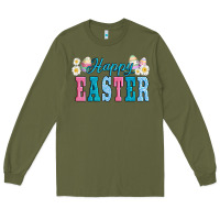 Army Green happy easter eggs Long Sleeve Tee - AdoDesignShop