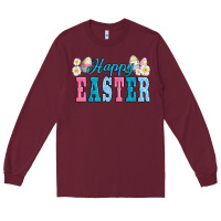 Burgundy happy easter eggs Long Sleeve Tee - AdoDesignShop