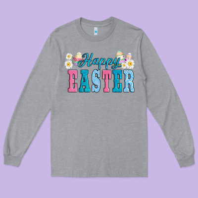 Happy Easter Eggs Long Sleeve Tee Designed By Adodesignshop