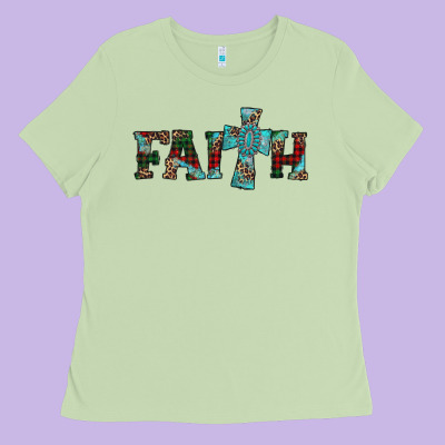 Faith Christmas Cross Ladies Tee Designed By Adodesignshop