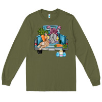 Army Green easter truck with gnome and rabbit Long Sleeve Tee - AdoDesignShop