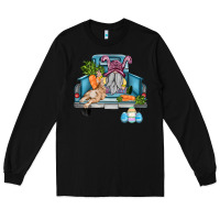 Black easter truck with gnome and rabbit Long Sleeve Tee - AdoDesignShop
