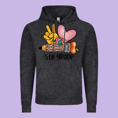 Peace Love 5th Grade Vintage Hoodie Designed By Jahusdesignshop