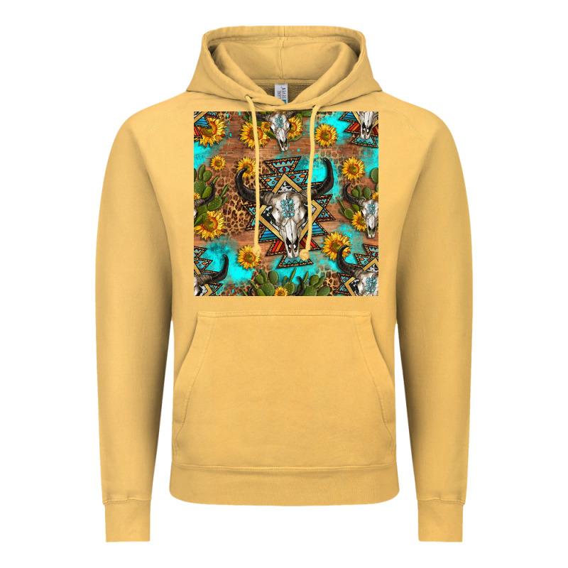 Aztec Bull Skull Seamless Pattern Vintage Hoodie by HRA Design Shop | Teevron