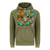 Vintage Olive aztec bull skull seamless pattern Vintage Hoodie - HRA Design Shop