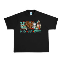 Black peace love coffee Urban Heavy Tee - AdoDesignShop