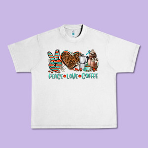 Peace Love Coffee Urban Heavy Tee Designed By Adodesignshop