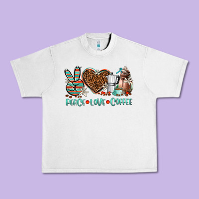 Peace Love Coffee Urban Heavy Tee Designed By Adodesignshop