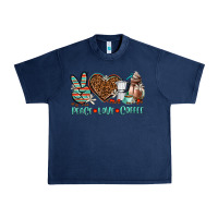 Navy peace love coffee Urban Heavy Tee - AdoDesignShop