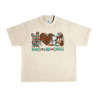 Sandshell peace love coffee Urban Heavy Tee - AdoDesignShop