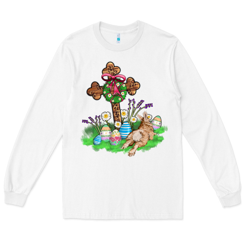 Religious Easter Bunny Cross Long Sleeve Tee by AdoDesignShop | Teevron