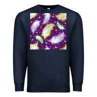 Navy Mardi Gras Feathers seamless pattern Premium Sweatshirt - BundleAndBundleShop