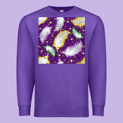 Mardi Gras Feathers Seamless Pattern Premium Sweatshirt Designed By Bundleandbundleshop
