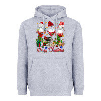 Heather Grey Merry Christmas wine and cocktails Heavyweight Hoodie - NancyCooperArtShop