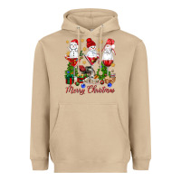 Mushroom Merry Christmas wine and cocktails Heavyweight Hoodie - NancyCooperArtShop