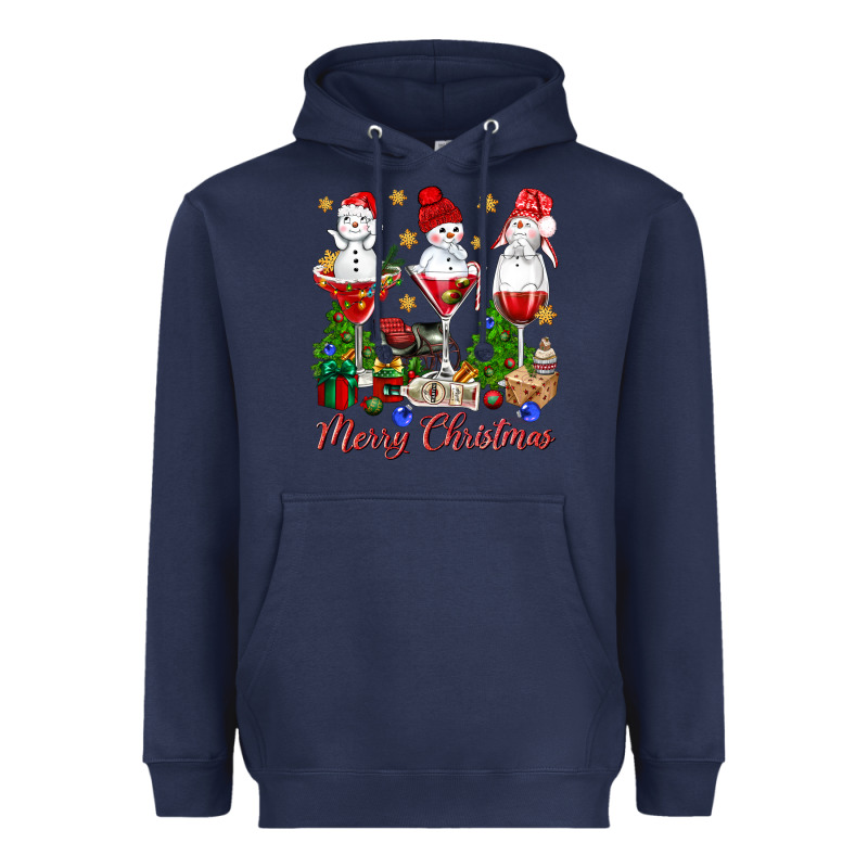 Merry Christmas Wine And Cocktails Heavyweight Hoodie by NancyCooperArtShop | Teevron