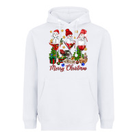 White Merry Christmas wine and cocktails Heavyweight Hoodie - NancyCooperArtShop