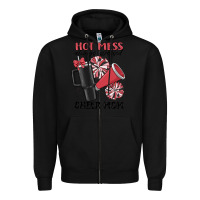 Hot Mess Always Stressed Cheer Mom Zipper Hoodie | Teevron