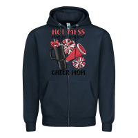 Navy hot mess always stressed cheer mom Zipper Hoodie - MaliasSmallBusiness