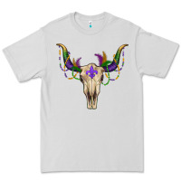 Dove Grey Mardi Gras Bull Skull Premium Tee - RanaPortraitStore