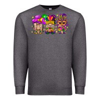 Charcoal Heather Mardi Gras Gnomies Cakes Flowers And Balloon Premium Sweatshirt - BundleAndBundleShop