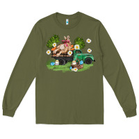 Army Green easter truck with bunny Long Sleeve Tee - AdoDesignShop