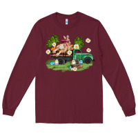 Burgundy easter truck with bunny Long Sleeve Tee - AdoDesignShop