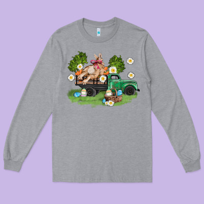 Easter Truck With Bunny Long Sleeve Tee Designed By Adodesignshop