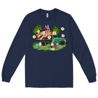 Navy easter truck with bunny Long Sleeve Tee - AdoDesignShop