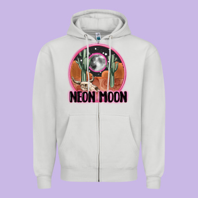 Neon Moon Zipper Hoodie Designed By Maliassmallbusiness