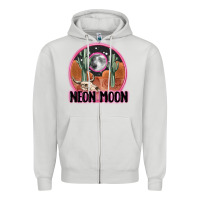 Dove Grey neon moon Zipper Hoodie - MaliasSmallBusiness