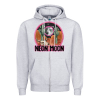 Heather Grey neon moon Zipper Hoodie - MaliasSmallBusiness