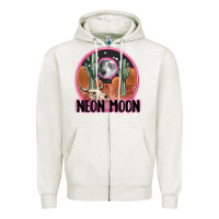 Oatmeal Heather neon moon Zipper Hoodie - MaliasSmallBusiness