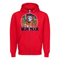 Red neon moon Zipper Hoodie - MaliasSmallBusiness