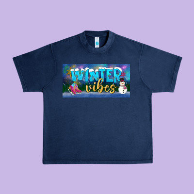Winter Vibes License Plate Urban Heavy Tee Designed By Bundleandbundleshop